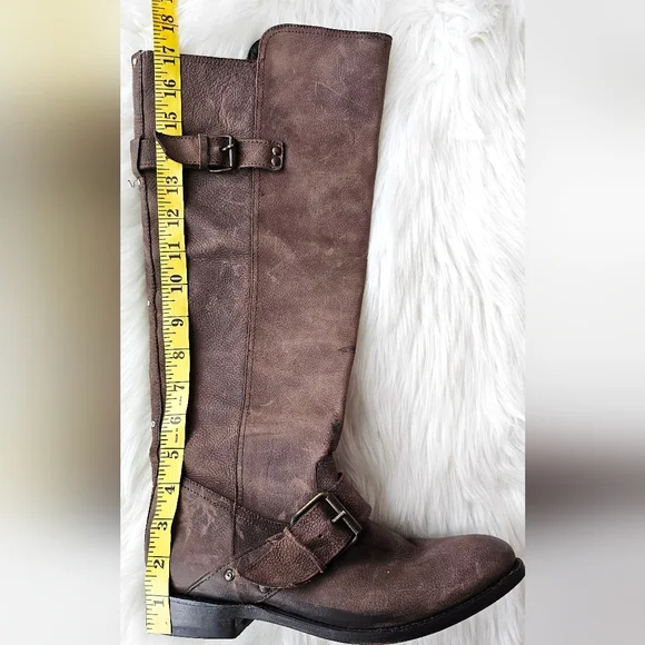 DV By Dolce Vita Brown Leather Equestrian Riding Knee High Rustic Tall Boots 8.5 - Picture 14 of 16